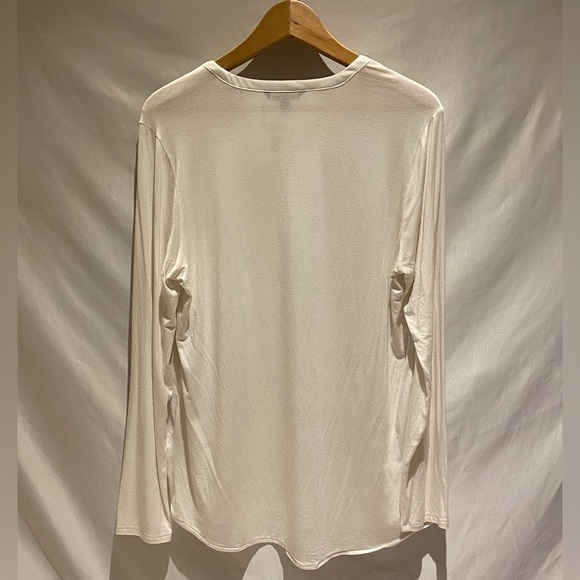 Banana Republic White Long-Sleeve Satin-Front Top, size L - Picture 3 of 8